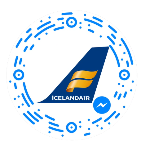 Icelandair Messenger Bot logo: the original Icelandair logo positioned with a blue circular message-themed design